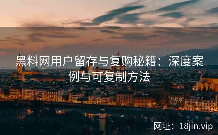 黑料网用户留存与复购秘籍：深度案例与可复制方法