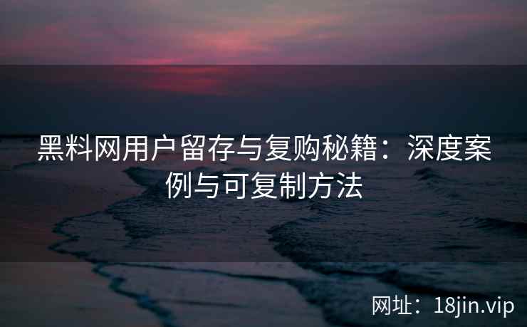 黑料网用户留存与复购秘籍：深度案例与可复制方法