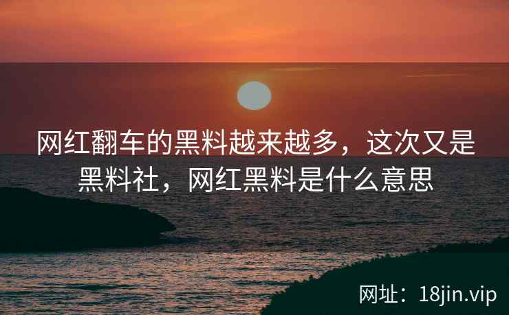 网红翻车的黑料越来越多，这次又是黑料社，网红黑料是什么意思