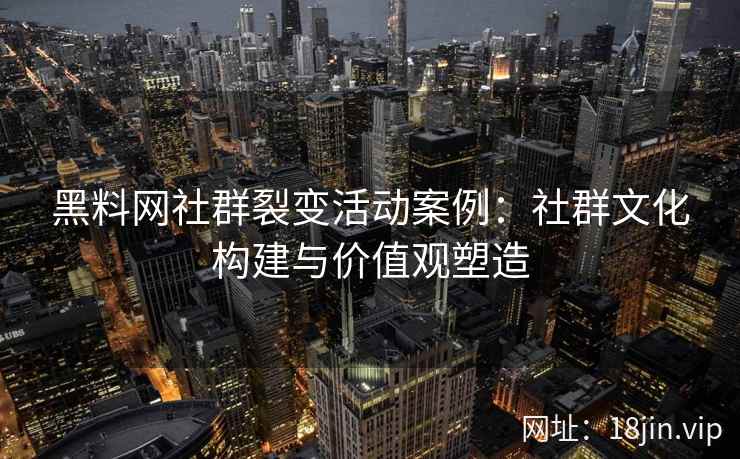 黑料网社群裂变活动案例：社群文化构建与价值观塑造