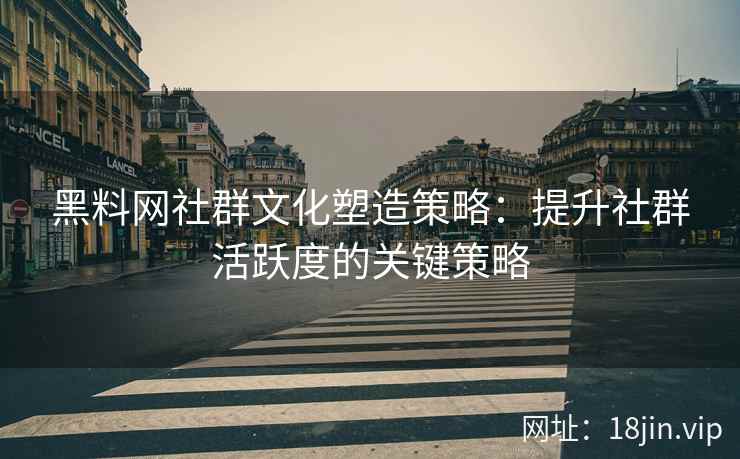 黑料网社群文化塑造策略：提升社群活跃度的关键策略