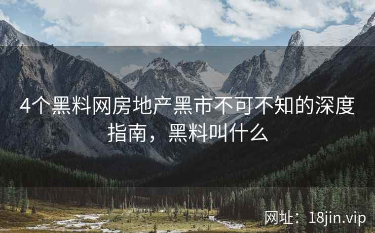 4个黑料网房地产黑市不可不知的深度指南，黑料叫什么