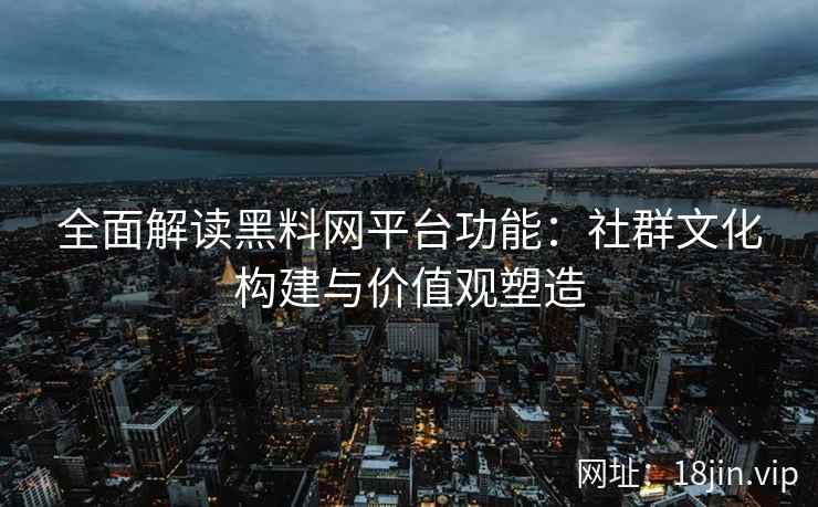全面解读黑料网平台功能：社群文化构建与价值观塑造