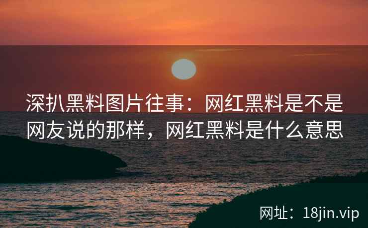 深扒黑料图片往事：网红黑料是不是网友说的那样，网红黑料是什么意思